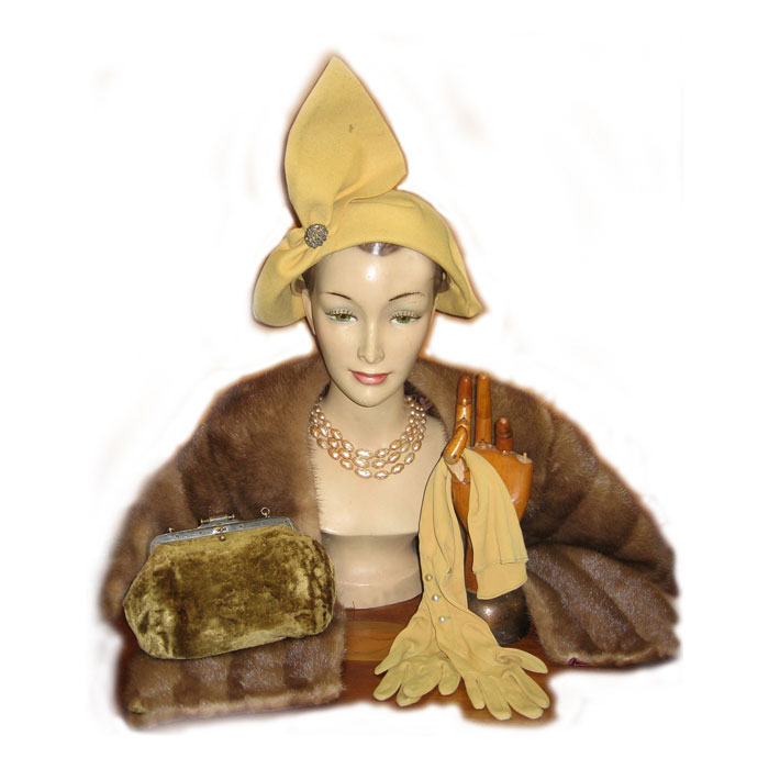 1930s hat and gloves