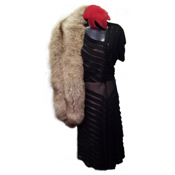 Vintage 1940s dress hat and fur
